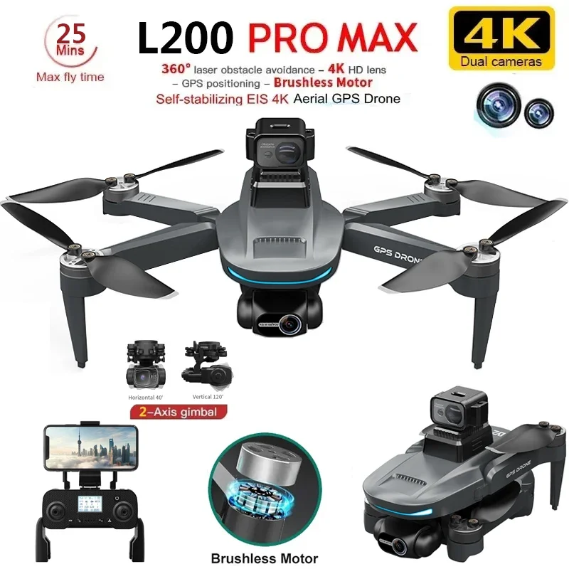 Drone Camera With Gimbal - L200 PRO MAX Drone 4K 2-Axis