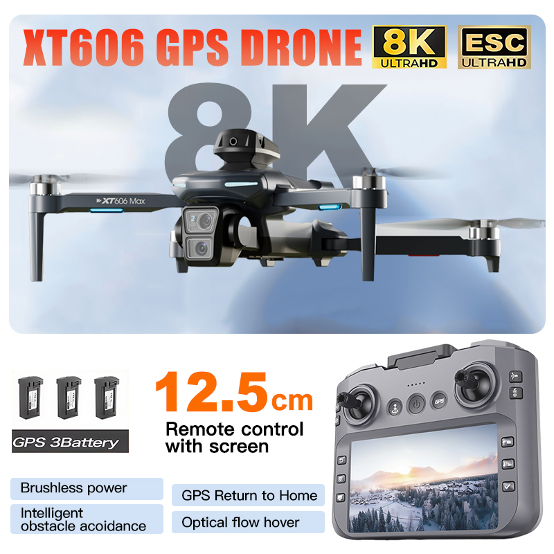 XT606 MAX 3 battery Drone 4k 8 - đánh giá và giá Drone Camera Thermal