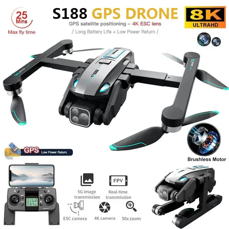 S188 Professional 8K GPS Drone - đánh giá và giá Drone Camera Professional